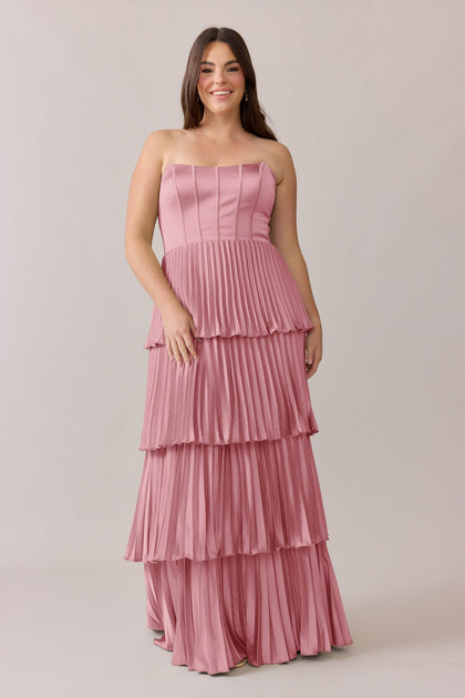 Collins Satin Pleated Dress | Made To Order | Rosette