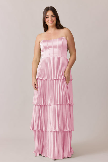 Collins Satin Pleated Dress | Made To Order | Perfect Pink