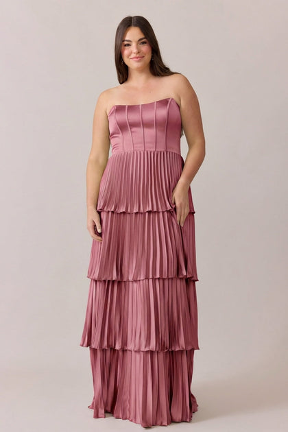 Collins Satin Pleated Dress | Made To Order | Raspberry