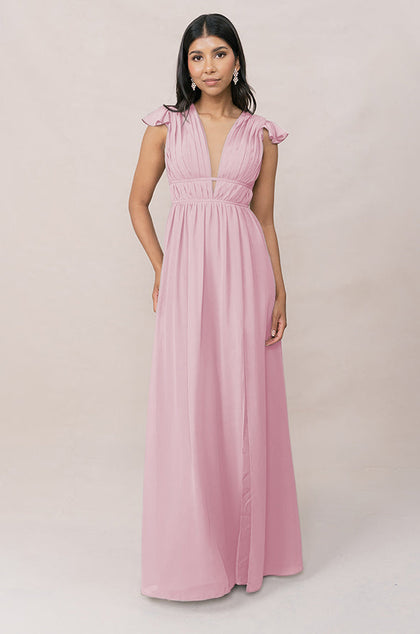 Cora Chiffon Dress | Made To Order | Blush Pink