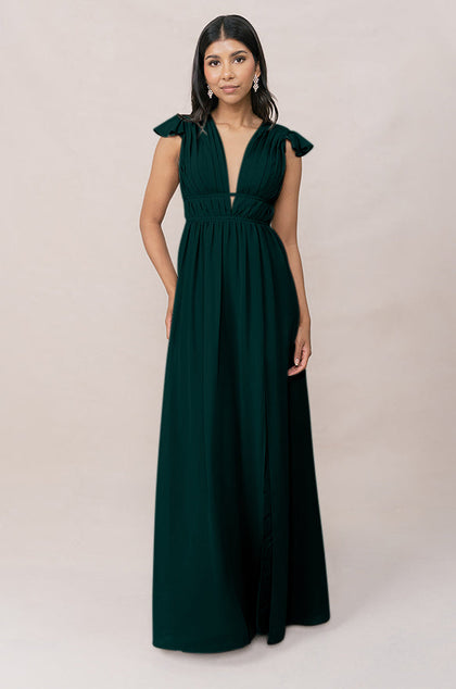Cora Chiffon Dress | Made To Order | Classic Emerald