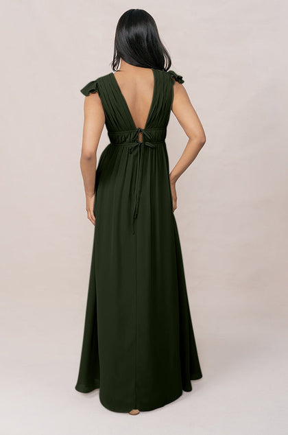 Cora Chiffon Dress | Made To Order | Deep Olive