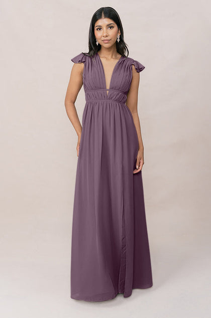 Cora Chiffon Dress | Made To Order | Dusty Purple