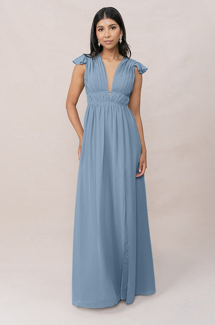 Cora Chiffon Dress | Made To Order | French Blue