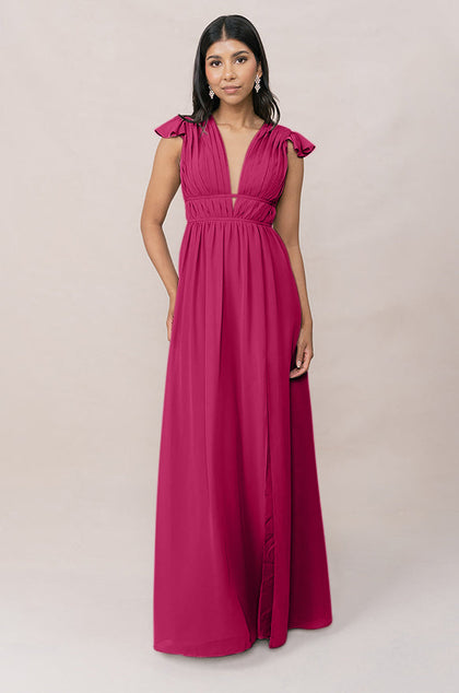 Cora Chiffon Dress | Made To Order | Hot Pink