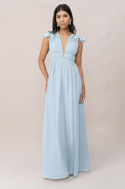 Cora Chiffon Dress | Made To Order | Light Blue