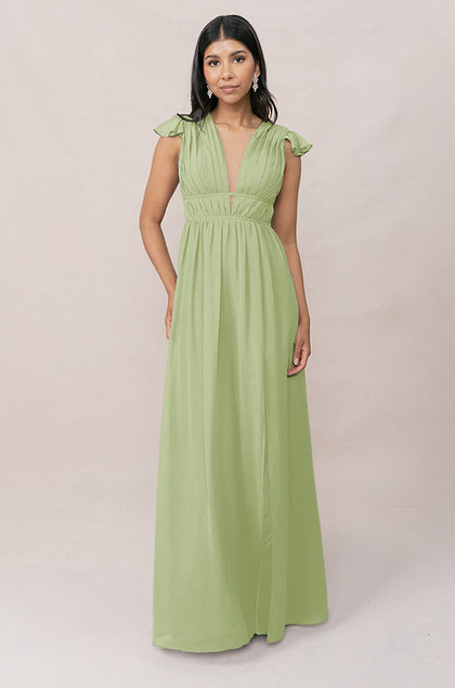 Cora Chiffon Dress | Made To Order | Matcha