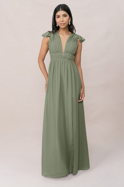 Cora Chiffon Dress | Made To Order | Moss