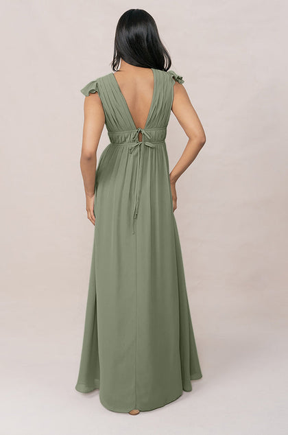 Cora Chiffon Dress | Made To Order | Moss