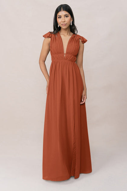 Cora Chiffon Dress | Made To Order | Rust