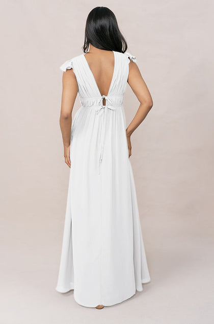 Cora Chiffon Dress | Made To Order | White Pearl