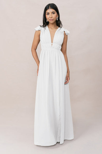 Cora Chiffon Dress | Made To Order | White Pearl