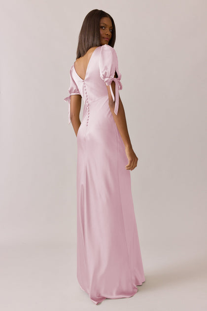 Daisy Satin Dress | Made To Order | Baby Pink