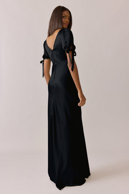 Daisy Satin Dress | Made To Order | Black