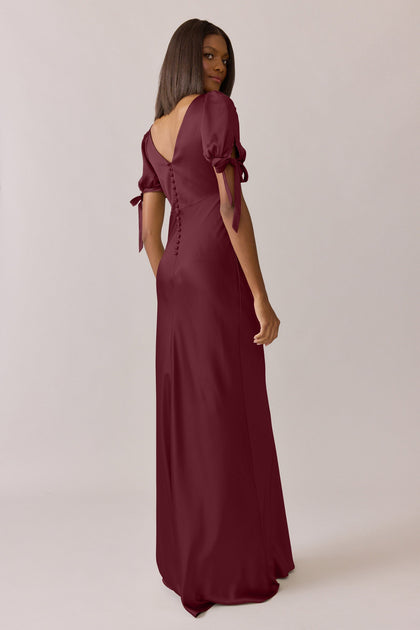 Daisy Satin Dress | Made To Order | Cabernet