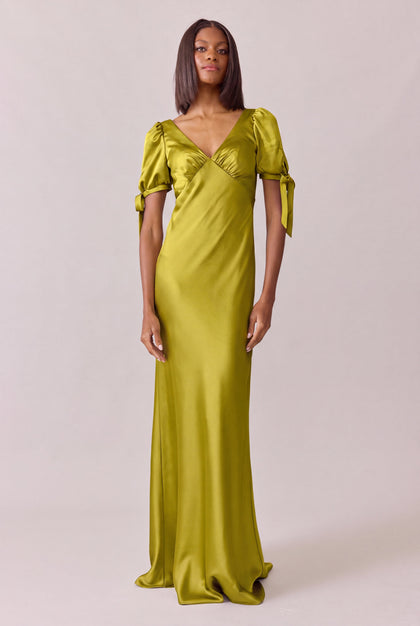 Daisy Satin Dress | Made To Order | Chartreuse