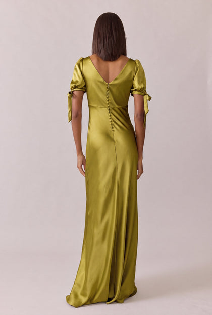 Daisy Satin Dress | Made To Order | Chartreuse