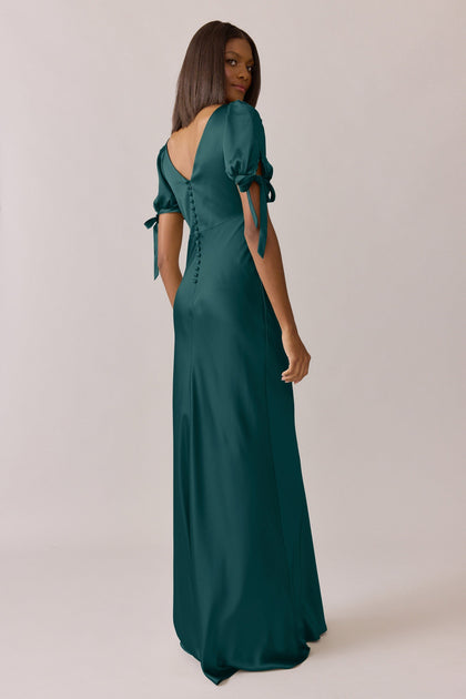 Daisy Satin Dress | Made To Order | Classic Emerald