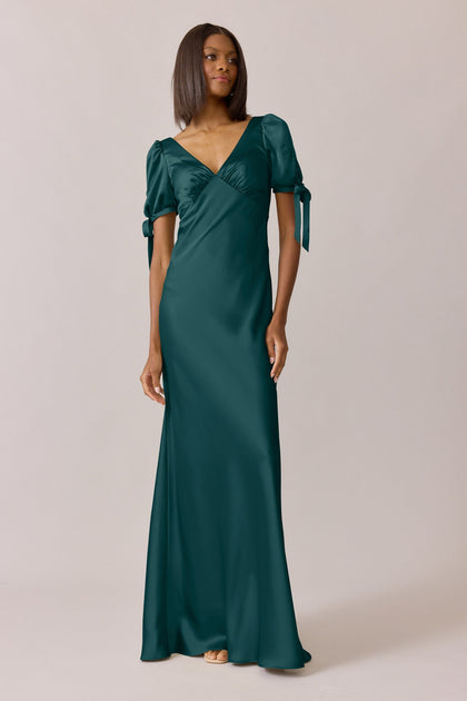 Daisy Satin Dress | Made To Order | Classic Emerald