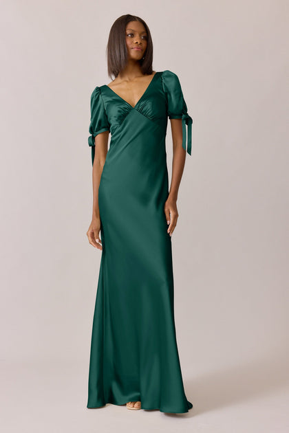 Daisy Satin Dress | Made To Order | Emerald