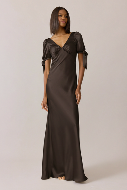Daisy Satin Dress | Made To Order | Espresso