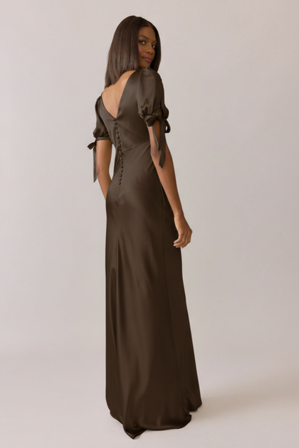 Daisy Satin Dress | Made To Order | Espresso