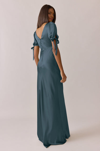 Daisy Satin Dress | Made To Order | Eucalyptus