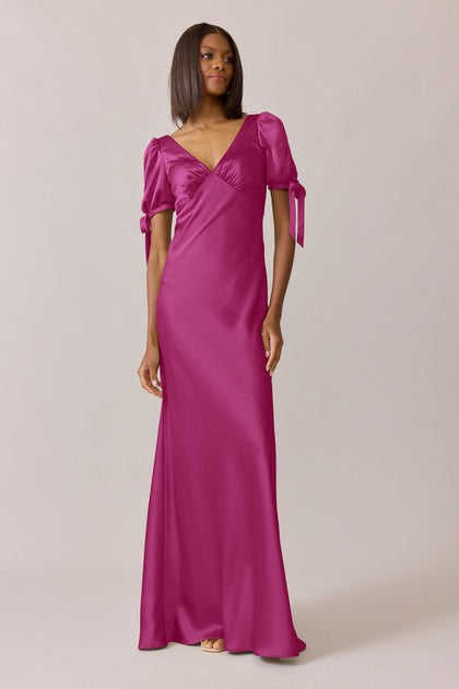 Daisy Satin Dress | Made To Order | Fuchsia