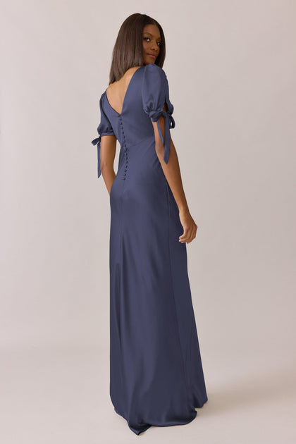 Daisy Satin Dress | Made To Order | Indie Blue