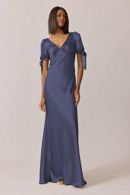 Daisy Satin Dress | Made To Order | Indie Blue