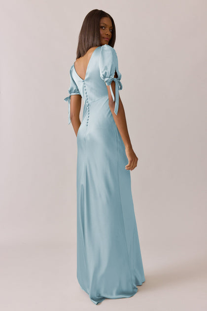 Daisy Satin Dress | Made To Order | Light Blue