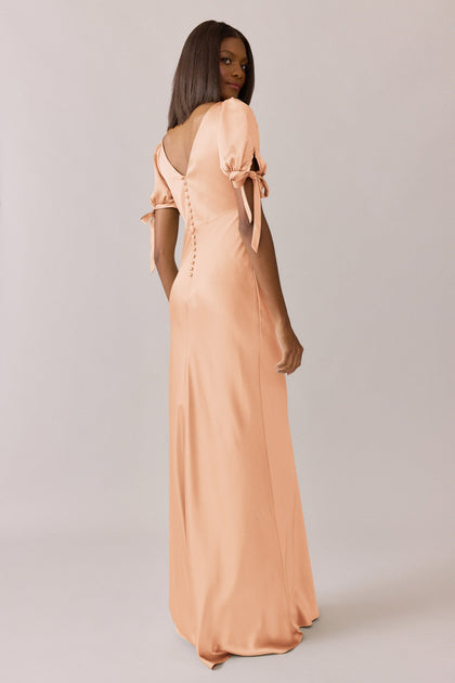 Daisy Satin Dress | Made To Order | Peach