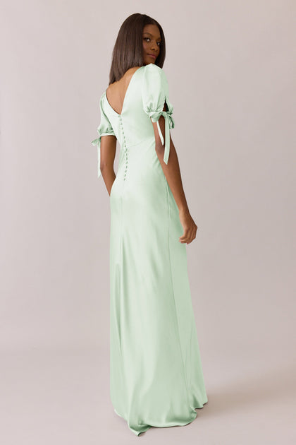Daisy Satin Dress | Made To Order | Pistachio