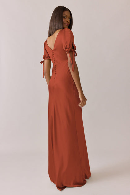 Daisy Satin Dress | Made To Order | Rust