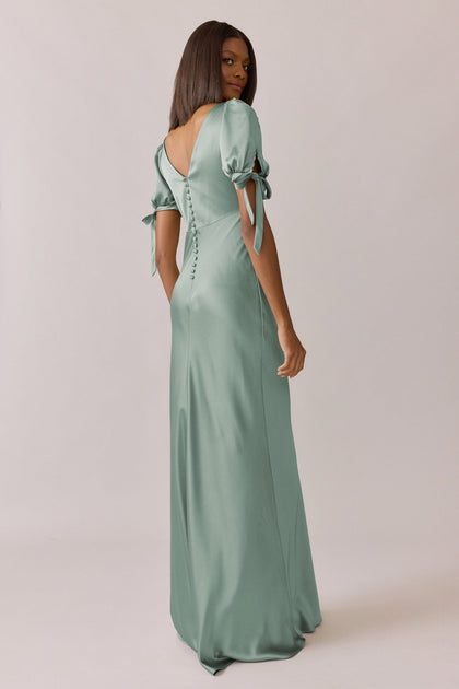 Daisy Satin Dress | Made To Order | Sage