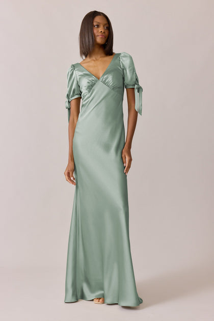 Daisy Satin Dress | Made To Order | Sage