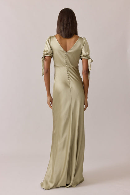 Daisy Satin Dress | Made To Order | Sage