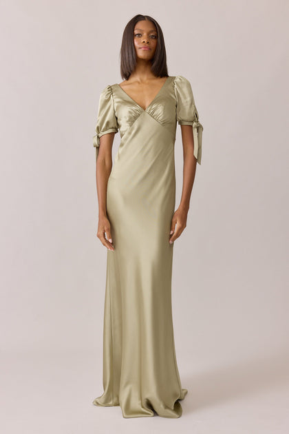 Daisy Satin Dress | Made To Order | Silver Sage