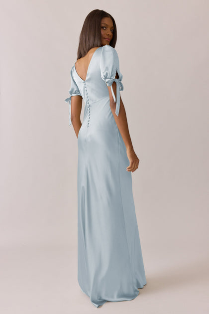 Daisy Satin Dress | Made To Order | Sky Blue