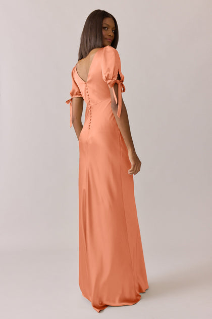Daisy Satin Dress | Made To Order | Tangerine