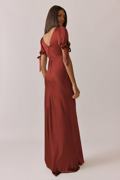 Daisy Satin Dress | Made To Order | Terracotta Rust