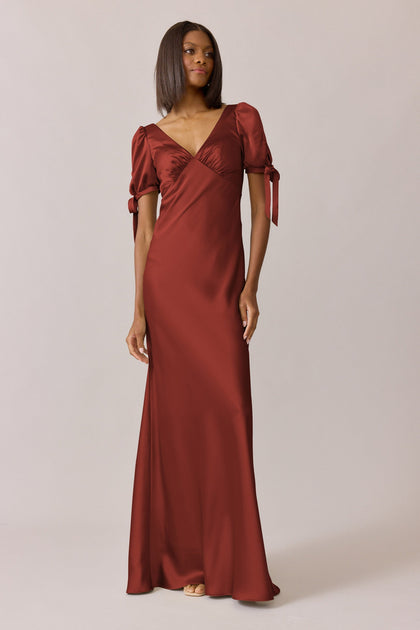 Daisy Satin Dress | Made To Order | Rust