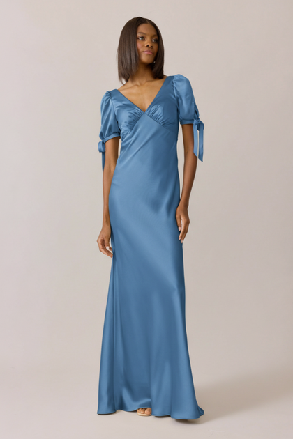 Daisy Satin Dress | Made To Order | True Blue