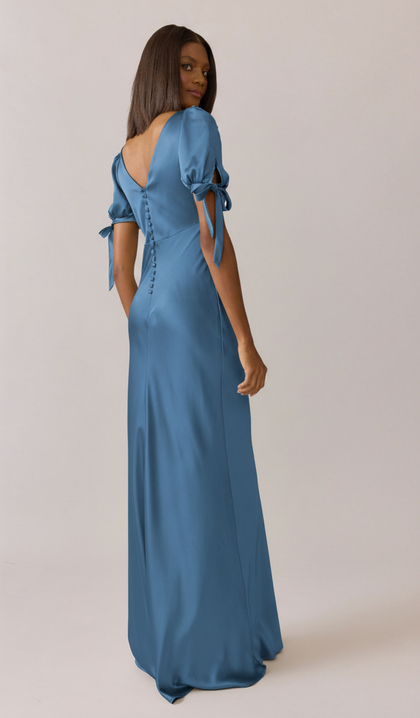 Daisy Satin Dress | Made To Order | True Blue