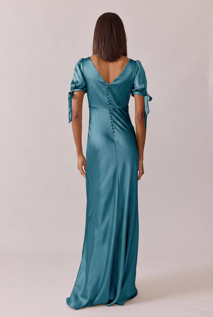 Daisy Satin Dress | Made To Order | Turquoise