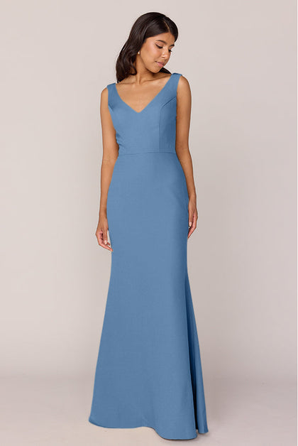Dakota Crepe Dress | Made To Order | Dusty Blue