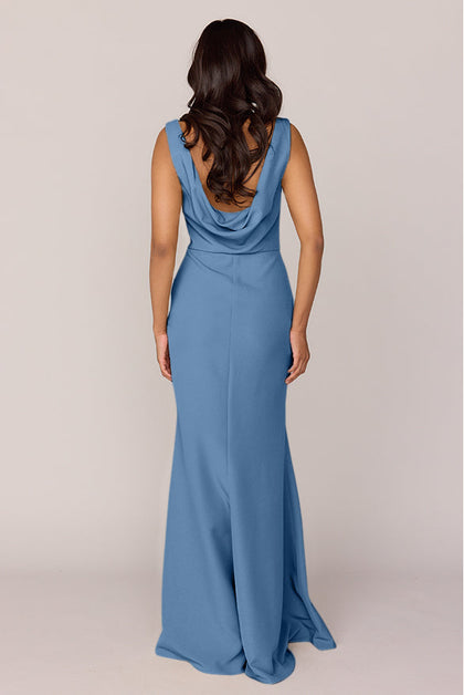 Dakota Crepe Dress | Made To Order | Dusty Blue
