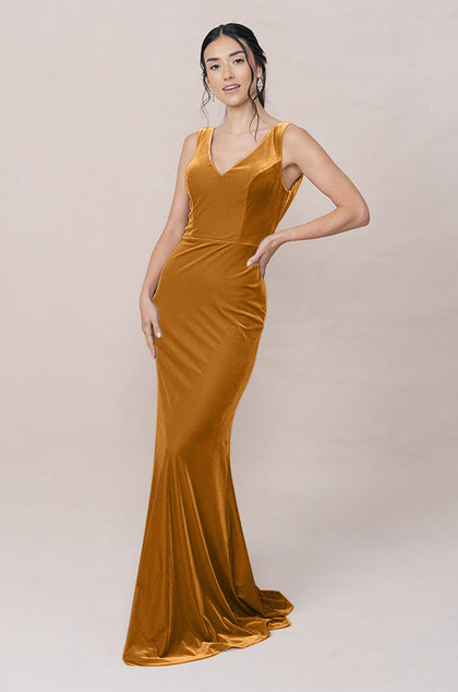 Dakota Velvet Dress | Made To Order | Mustard