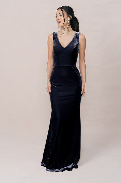 Dakota Velvet Dress | Made To Order | Navy Blue