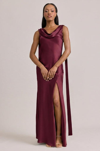 Dani Satin Dress | Made To Order | Cabernet